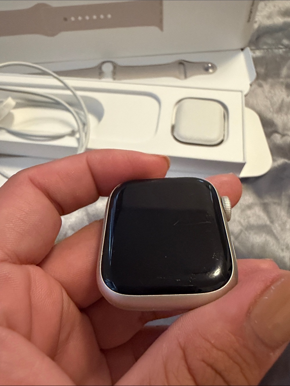 Apple Watch Series 7 with Beige Sport Band and Charger - Picture 6 of 11